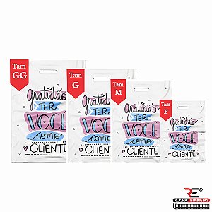 Kit 200 UNIDADES de sacolas - Gratidão ter você