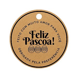 Tag Papel Kraft 4,5x4,5 - 100% Páscoa C/ 120 UND - Modelo 2