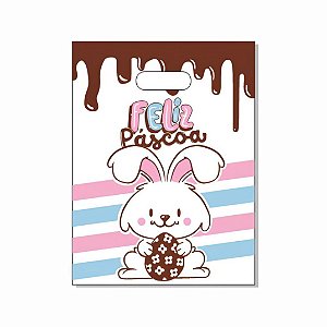 Sacola boca vazada 20x30 C/50 UND Branca - Feliz Páscoa