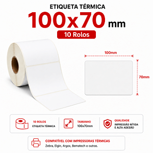 10 Rolos Etiqueta adesiva Térmica 100x70