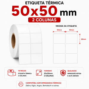 10 Rolos Etiqueta adesiva Térmica 50x50