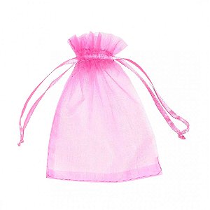 Saquinho de organza rosa bebe