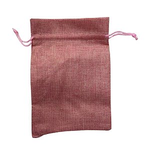 Saquinho de Juta Rosa com Brilho 13x18cm- Pacote com 50 unidades