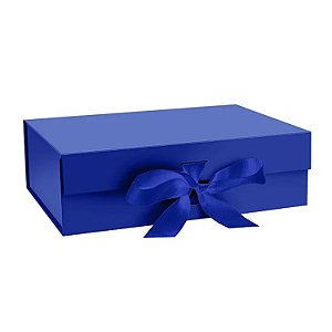 Caixa Dobrável Azul Escuro Papel e Cetim (P) 28.2x20.2x9.2 cm