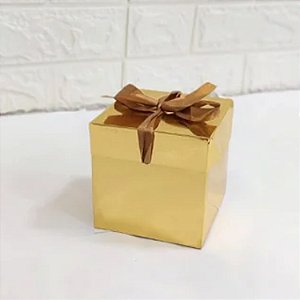 Caixa dobrável para presente 10x10cm prata e dourada