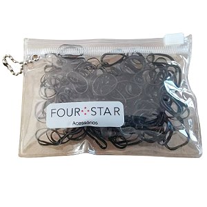 Elástico de Silicone Preto p/ Cabelo Y178-55QA - 1.200un