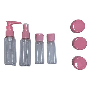 Conjunto de Frascos Plásticos c/ Spray e Pump - 12 Pct c/ 7 Peças