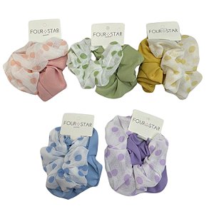 Rabico de Tecido para Cabelo - Cores Sortidas - Dúzias de Cartelas Cada Cartela c/ 2 pcs