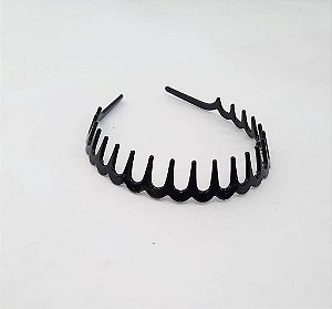 Tiara Plástica Inquebrável Preta - 12 Peças - 2,5 x 14 x 12cm