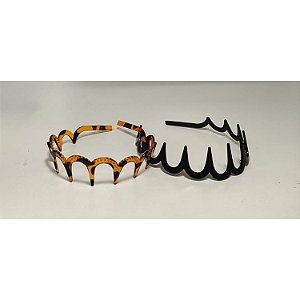 Tiara de Plástico Inquebrável P/ Cabelo - Preta e Tartaruga - 3cm