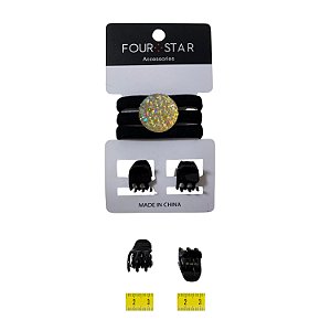 Conjunto de Piranha e Rabico para Cabelo - 1cm - Pct. c/ 60