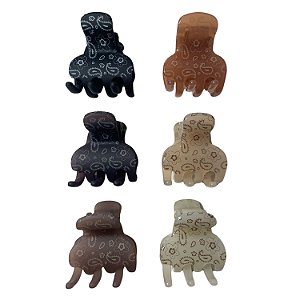 Piranha de Plástico p/ Cabelo 4.5cm - Fosca e Brilhante - Pct c/ 12 - 6129S-XC2