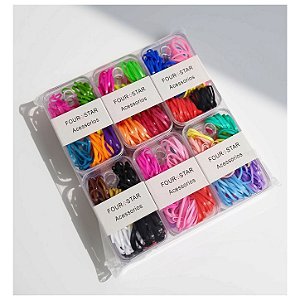 Elástico de Silicone p/ Cabelo Colorido - 12DZ (1080 PÇ)- Four Star
