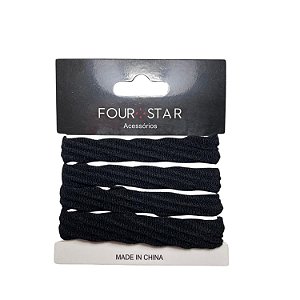 Rabicó de Tecido Nylon e Spandex Preto 3x12cm Cartela c/ 4 - Pct c/ 12