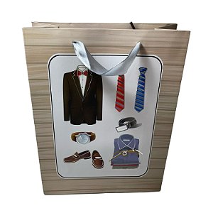 Sacola de Papel P/ Presente Estampa Pais (S) 18x24x8cm - Pct c/ 6