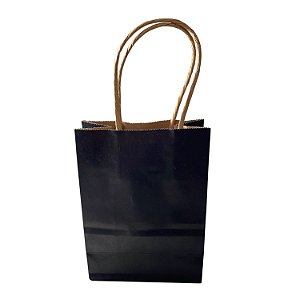 Sacola de Papel p/ Presente Preta Lisa (S) 11x15x6cm - Pct c/ 12