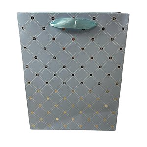 Sacola de Papel p/ Presente Estampada (M) 23x18x10cm - Pct c/ 12