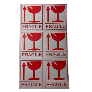 Etiqueta de Papel Impressa Autoadesiva (Frágil) 25x14 cm - Pct c/ 43