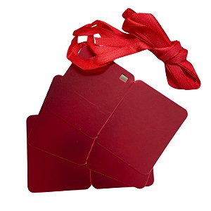 Tag de Papel Vermelha 9x5cm c/ Cordão - Pct c/ 12
