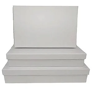 Conj. 3 Caixas de Papel P/ Presente Branca