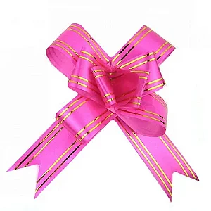 Laço de Plástico para Presente Pink e Dourado 18x330mm - Pct c/ 200