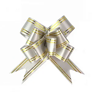 Laço de Plástico para Presente Prata e Dourado 12x220mm - Pct c/ 200