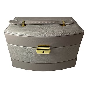 Expositor de Plástico Revestido em Veludo para Bijuteria Bege 21.5x15x13cm