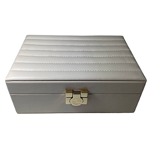 Expositor de Plástico Revestido em Veludo para Bijuteria Branco 20x14x8cm