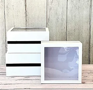Conj. de Caixas de Papel para Presente Branca 25x25x13cm - Pct c/ 3