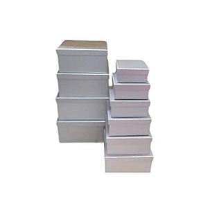 Conj. Caixa de Papel para Presente Prata - Pct c/ 10