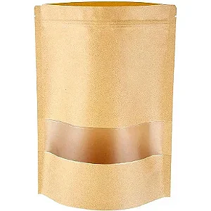 Saco Stand Up Pouch Kraft c/ Visor 23x35+5 cm - Pct c/ 50
