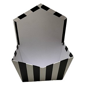 Caixa de Papel para Presente Preta e Branca 19.3x16x7cm