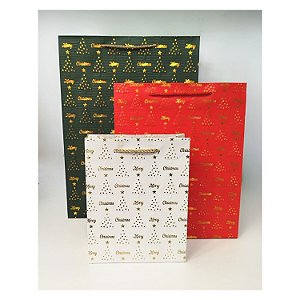 Sacola de Papel c/ Estampa de Natal - (L) 31x42x12cm - 12 Un - Y361-1872L