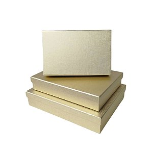 Conj. 3 Caixas de Papel P/ Presente Ouro