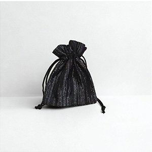 Saquinho de Juta Preto com Brilho 10x15cm- Pct c/ 50