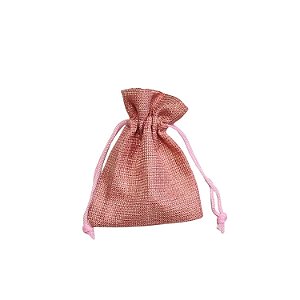 Saquinho de Juta Rosa com Brilho 10x15cm - Pct c/ 50