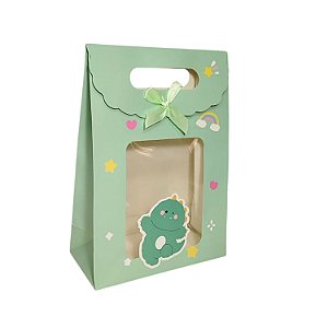 Sacola de Papel c/ Velcro Estampada com Visor (L) 24.5x12x31.5cm- Pct c/ 12