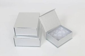 Kit de 3 Caixas de Papel P/ Presente Prata