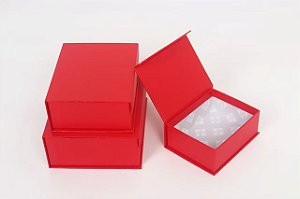 Kit de 3 Caixas de Papel P/ Presente Vermelho