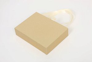 Caixinha de Papel Brilhante Dourado P/ Presente com Alça 12x16cm - Pct c/ 6