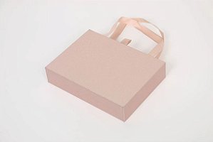 Caixinha de Papel Brilhante Rose P/ Presente com Alça 12x16cm - Pct c/ 6