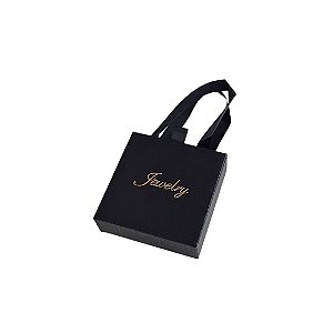 Caixinha de Papel Preto P/ Presente com Alça 9x9cm - Pct c/ 12 - Four Star