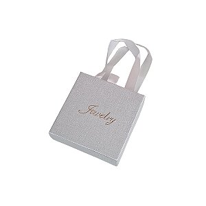 Caixinha de Papel Prata P/ Presente com Alça 9x9cm - Pct c/ 12 - Four Star