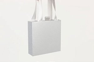 Caixinha de Papel Brilhante Prata P/ Presente com Alça 9x9cm - Pct c/ 12