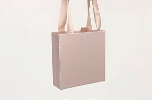 Caixinha de Papel Brilhante Rose P/ Presente com Alça 9x9cm - Pct c/ 12