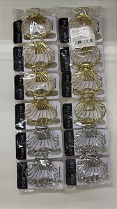 Piranha de Metal Four Star Concha Dourada e Prata 7cm - 12 unid - Y575-61