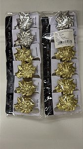 Piranha de Metal Four Star Concha Dourada e Prata 6cm - 12 unid - Y575-59