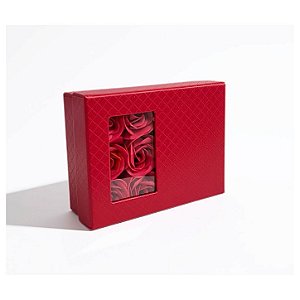 Caixa de Plástico para Bijuteria De Flor Vermelha 12.5x9.5x4.5cm - Four Star