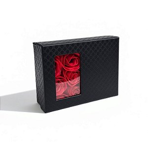 Caixa de Plástico para Bijuteria De Flor Preta 12.5x9.5x4.5cm - Four Star