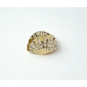 Piranha de Metal com Pérola 7.5cm Prata e Dourado - Pct c/ 12 -Y575-62